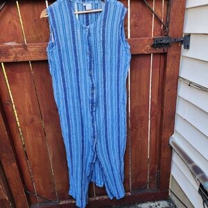 Garnet Hill 100% cotton blue stripe maxi dress large